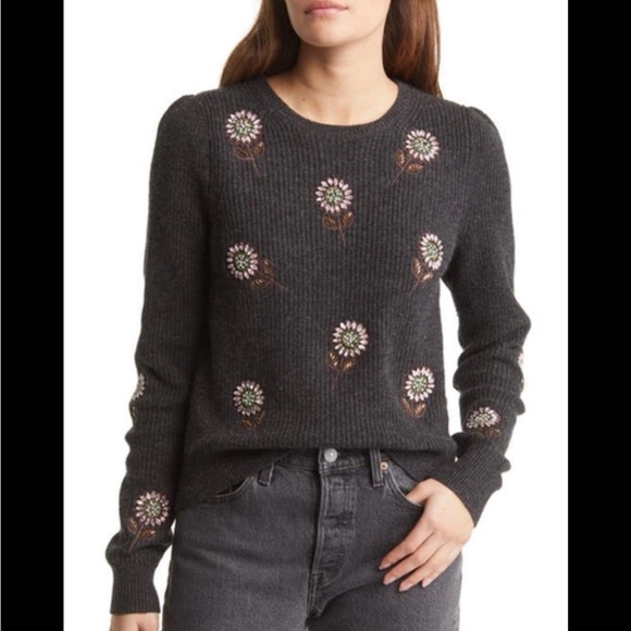 Boden Sweaters - Boden charcoal sweater embellished with flowers by hand.